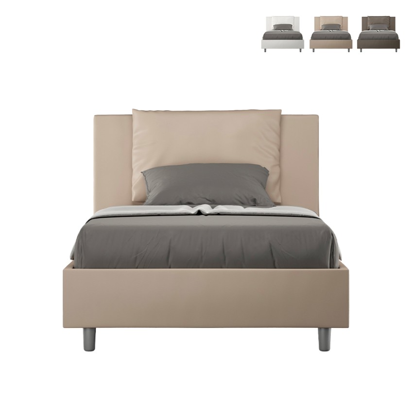 Letto francese contenitore 120x190 cuscino testata imbottito Antea P Promozione Letto francese contenitore 120x190 cuscino testata imbottito Antea P Promozione
