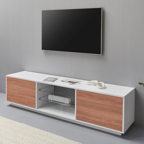 Mobile porta TV 180cm soggiorno design bianco legno Dover Wood Promozione