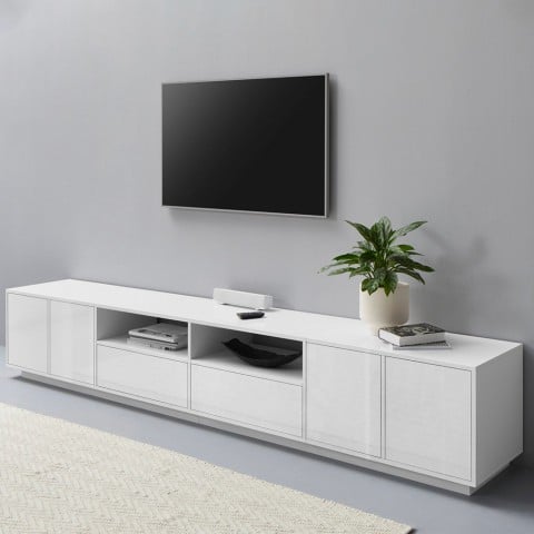 Mobile porta TV 260cm design moderno bianco soggiorno Breid Promozione