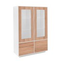 Credenza soggiorno alta con vetrina 100cm bianco legno Syfe Wood Offerta