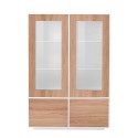 Credenza soggiorno alta con vetrina 100cm bianco legno Syfe Wood Saldi