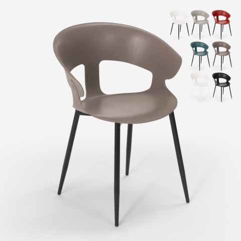 Sedia design moderno in metallo polipropilene per cucina bar ristorante Evelyn Promozione