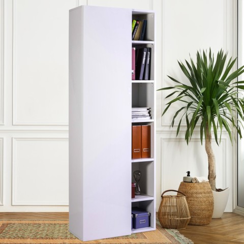Hochglanzweißes Modernes Design-Bücherregal für Büro und Arbeitszimmer Oxford