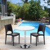 Weiß Rund Tisch und 2 Stühle Farbiges Polypropylen-Innenmastenset Grand Soleil Paris Long Island Auswahl
