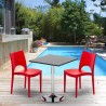Schwarz Quadratisch Tisch und 2 Stühle Farbiges Polypropylen-Innenmastenset Grand Soleil Paris Mojito Auswahl