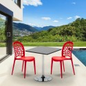 Schwarz Quadratisch Tisch und 2 Stühle Farbiges Polypropylen-Innenmastenset Wedding Mojito Modell