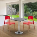 Schwarz Quadratisch Tisch und 2 Stühle Farbiges Polypropylen-Innenmastenset Barcellona Mojito Katalog