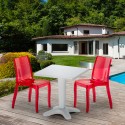 Weiß Quadratisch Tisch und 2 Stühle Farbiges Polypropylen-Innenmastenset Grand Soleil Cristal Light Terrace Sales