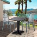Tavolino Quadrato Nero 70x70 cm con 2 Sedie Colorate Trasparenti Dune Balcony Offerta