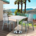 Weiß Quadratisch Tisch und 2 Stühle Farbiges Transparent Grand Soleil Dune Titanium Angebot