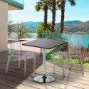 Schwarz Quadratisch Tisch und 2 Stühle Farbiges Transparent Grand Soleil Dune Platinum Angebot