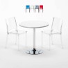 Table Ronde Blanche 70x70cm Avec 2 Chaises Colorées Grand Soleil Set Intérieur Bar Café B-Side Spectre Vente