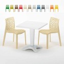 Weiß Quadratisch Tisch und 2 Stühle Farbiges Polypropylen-Innenmastenset Grand Soleil Gruvyer Patio Preis