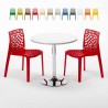 Tavolino Rotondo Bianco 70x70 cm con Base in Acciaio e 2 Sedie Colorate Gruvyer Island Scelta