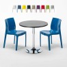Tavolino Rotondo Nero 70x70 cm con 2 Sedie Colorate Ice Cosmopolitan Offerta