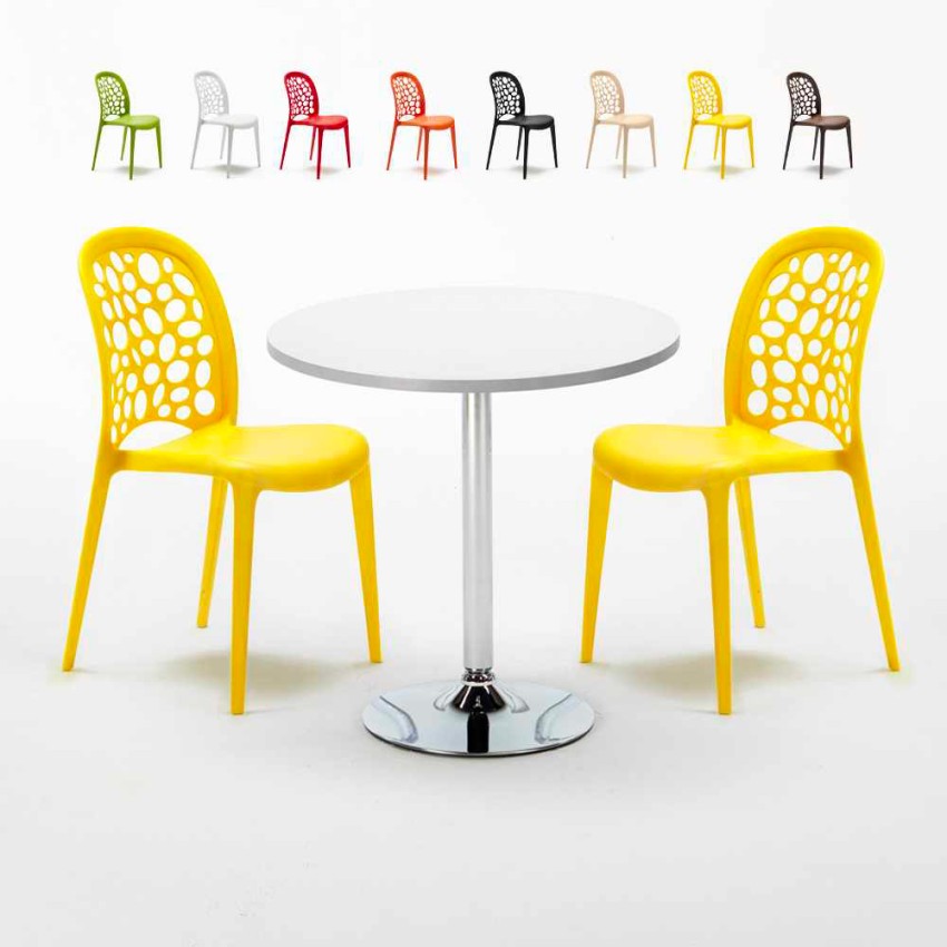 Weiß Rund Tisch und 2 Stühle Farbiges Polypropylen-Innenmastenset Wedding Long Island Sales Weiß Rund Tisch und 2 Stühle Farbiges Polypropylen-Innenmastenset Wedding Long Island Sales