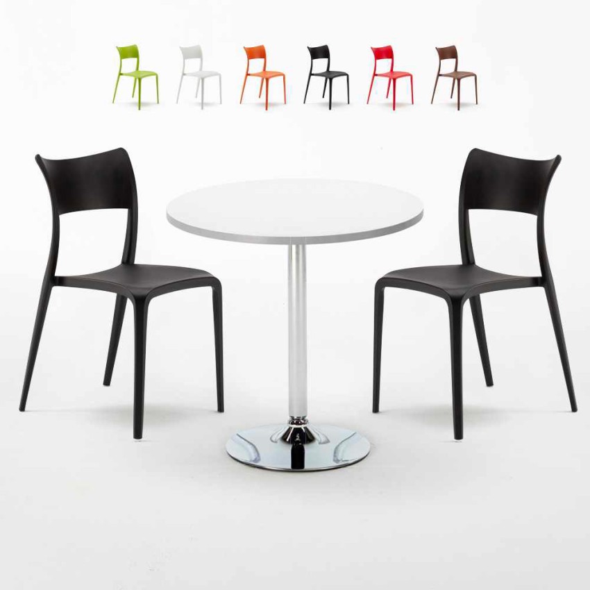 Weiß Rund Tisch und 2 Stühle Farbiges Polypropylen-Innenmastenset Parisienne Long Island Sales Weiß Rund Tisch und 2 Stühle Farbiges Polypropylen-Innenmastenset Parisienne Long Island Sales