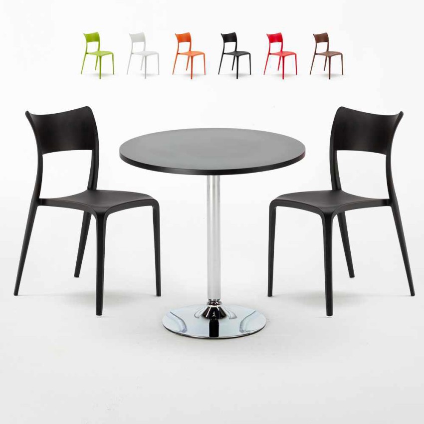 Tavolino Rotondo Nero 70x70cm Con 2 Sedie Interno Parisienne Cosmopolitan Sconti Tavolino Rotondo Nero 70x70cm Con 2 Sedie Interno Parisienne Cosmopolitan Sconti
