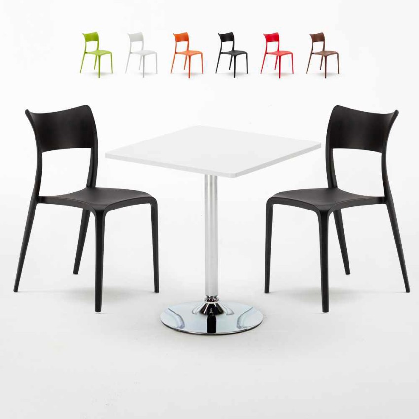 Tavolino Quadrato Bianco 70x70cm Con 2 Sedie Interno Parisienne Cocktail Sconti Tavolino Quadrato Bianco 70x70cm Con 2 Sedie Interno Parisienne Cocktail Sconti