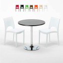 Table Ronde Noire 70x70cm Avec 2 Chaises Colorées Grand Soleil Set Intérieur Bar Café Paris Cosmopolitan Offre