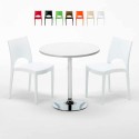 Tavolino Rotondo Bianco 70x70 cm con 2 Sedie Colorate Paris Long Island Saldi