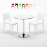 Table Ronde Blanche 70x70cm Avec 2 Chaises Colorées Grand Soleil Set Intérieur Bar Café Paris Long Island Remises