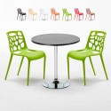 Tavolino Rotondo Nero 70x70cm Con 2 Sedie Interno Gelateria Cosmopolitan Stock