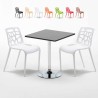Table Carrée Noire 70x70cm 2 Chaises Colorées Intérieur Bar Café Gelateria Mojito Remises