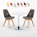 Tavolino Quadrato Bianco 70x70cm Con 2 Sedie Interno Nordica Cocktail Sconti