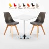 Table Carrée Blanche 70x70cm et 2 Chaises Colorées Set Intérieur Bar Café Nordica Cocktail Réductions