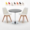 Table Ronde Noire 70x70cm 2 Chaises Colorées Intérieur Bar Café Nordica Cosmopolitan Vente