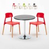 Schwarz Rund Tisch und 2 Stühle Farbiges Polypropylen-Innenmastenset Barcellona Cosmopolitan Sales