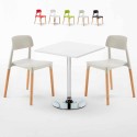 Weiß Quadratisch Tisch und 2 Stühle Farbiges Polypropylen-Innenmastenset Barcellona Cocktail Angebot