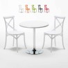 Tavolino Rotondo Bianco 70x70cm Con 2 Sedie Interno Vintage Long Island Vendita