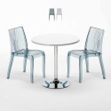 Weiß Rund Tisch und 2 Stühle Farbiges Transparent Grand Soleil Dune Silver Verkauf