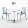 Weiß Rund Tisch und 2 Stühle Farbiges Transparent Grand Soleil Dune Silver Verkauf