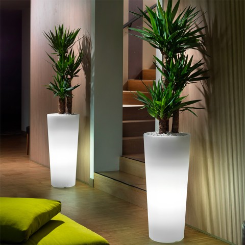 Vaso alto rotondo luminoso LED RGB portavasi giardino terrazza Genesis Promozione