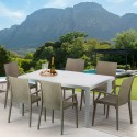 Weiß Rechteckig Tisch und 6 Stühle Farbiges Polypropylen-Außenmastenset Grand Soleil Arm Bistrot Summerlife