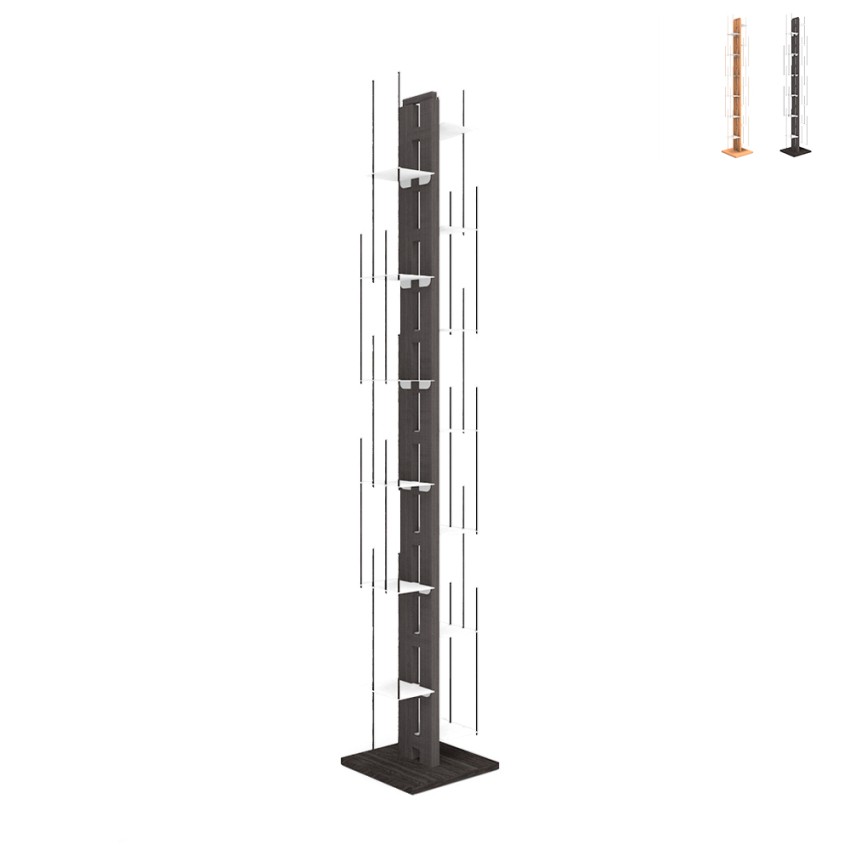 Bibliothèque colonne verticale en bois 13 étagères h195cm Zia Veronica H Promotion Bibliothèque colonne verticale en bois 13 étagères h195cm Zia Veronica H Promotion