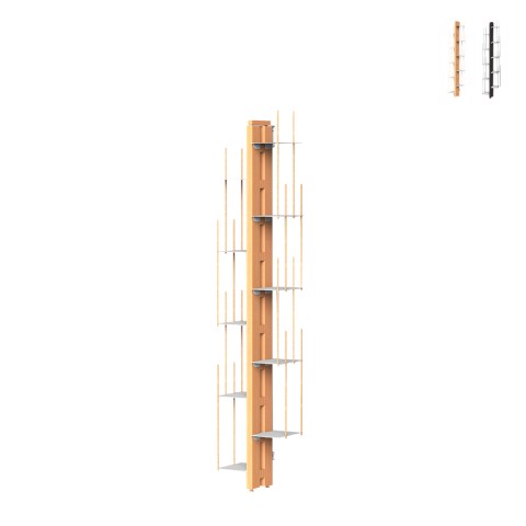 Bibliothèque murale verticale h150cm en bois 10 étagères Zia Veronica WMH Promotion