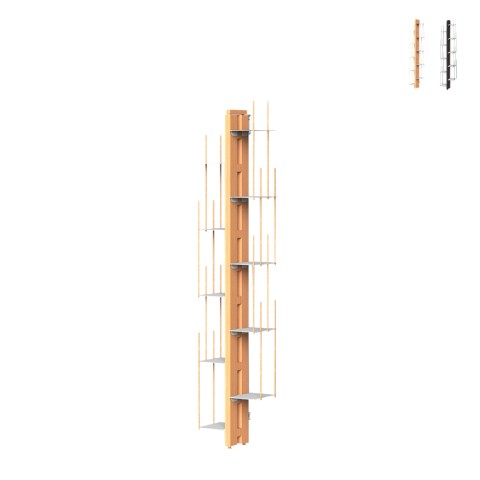 Vertikales Wandbuchregal aus Holz h150cm 10 Fachböden Zia Veronica WMH Aktion