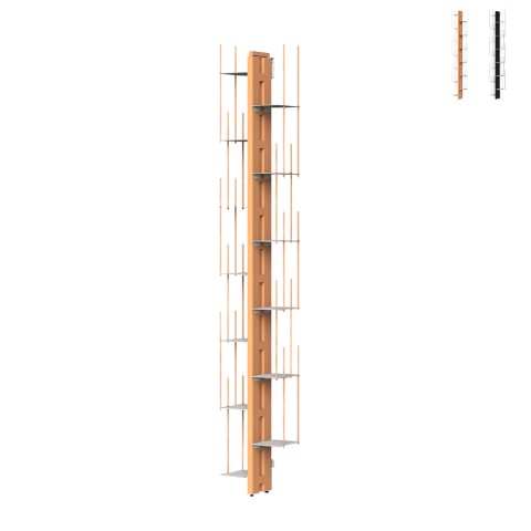Libreria verticale a parete h195cm in legno 13 ripiani Zia Veronica WH Promozione