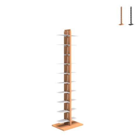 Platzsparendes vertikales Säulen-Bücherregal H150cm 20 Ablagen Zia Bice MH