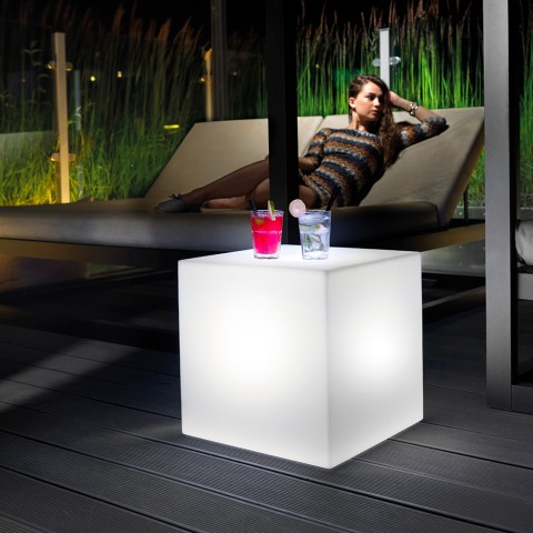 Outdoor-Pouf leuchtend mit RGB-LED Würfel Garten Bar Home Fitting