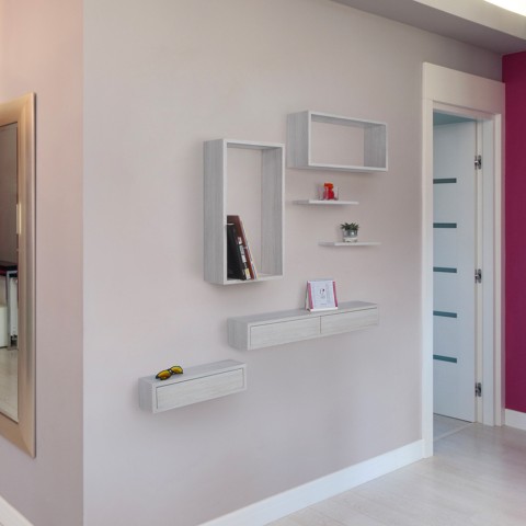 Wandregal Modernes Design mit 2 Schubladen Wohnzimmer Domino