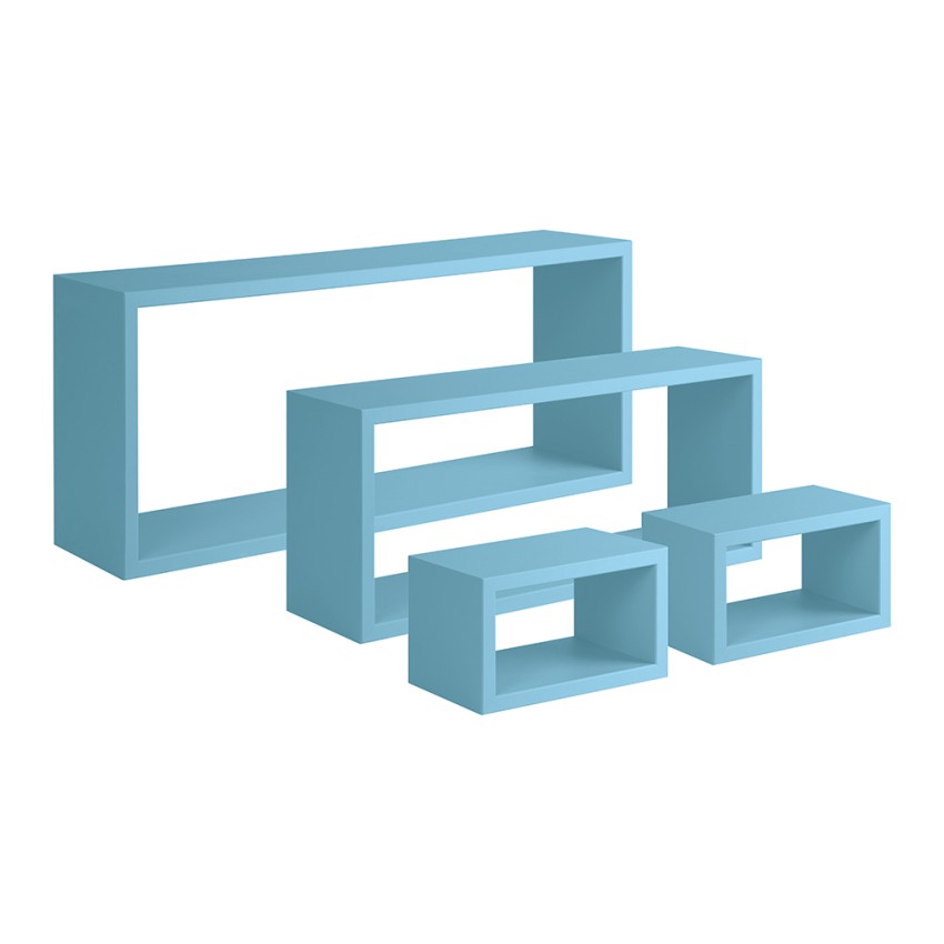 Set 4 mensole da parete cubo rettangolare scaffale moderno Merlino Costo
