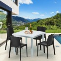 Weiß Quadratisch Tisch und 4 Stühle Farbiges Polypropylen-Außenmastenset Grand Soleil Rome Love Eigenschaften