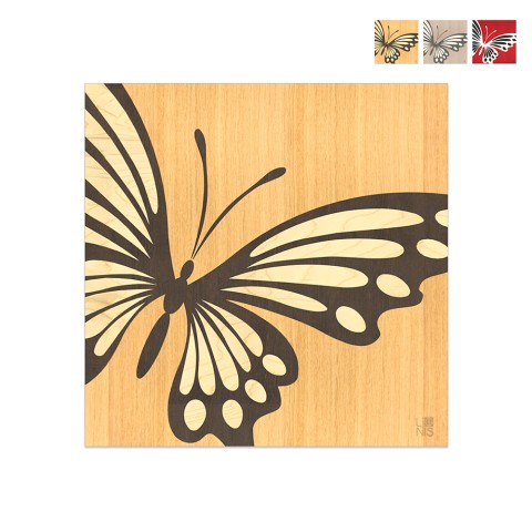 Holzintarsienbild 75x75cm modernes Design Schmetterling Aktion