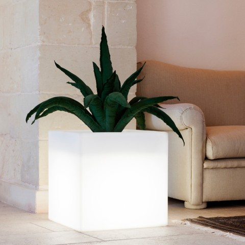 Vaso luminoso stile moderno quadrato piante terrazzo giardino Ellenico Promozione
