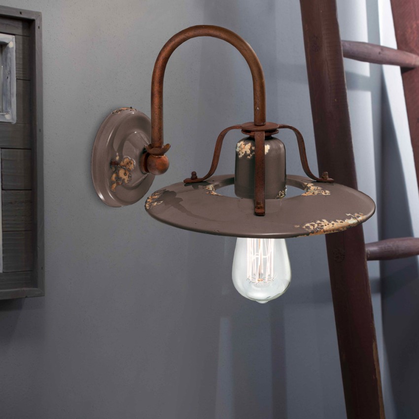 Wandlampe im industriellen Design aus Eisen und Keramik Country AP Aktion Wandlampe im industriellen Design aus Eisen und Keramik Country AP Aktion
